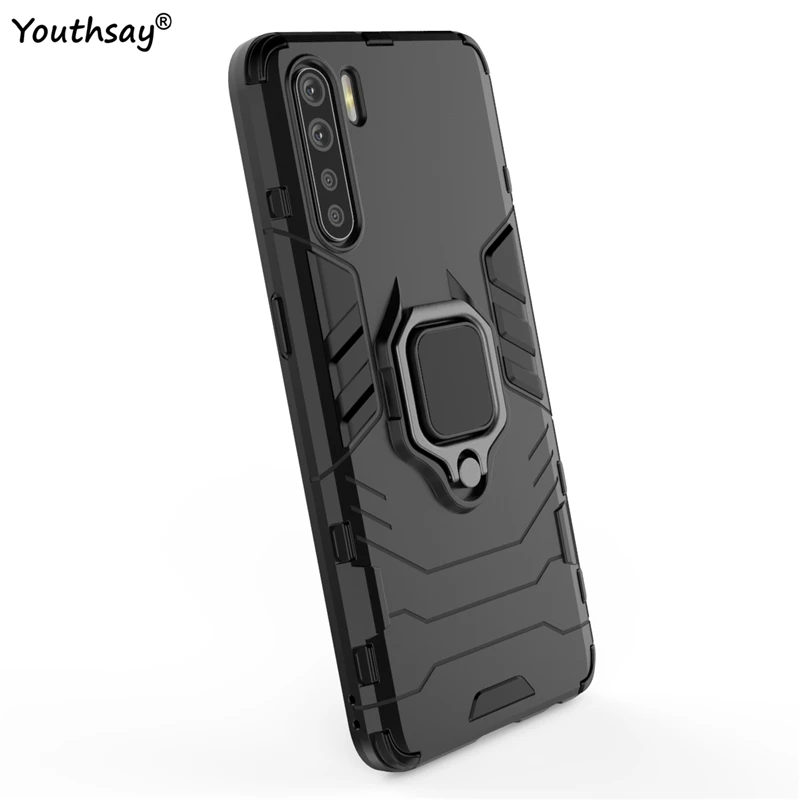 

Protective Case For OPPO A91 Case For OPPO A91 Cover Armor Shell Fundas Finger Ring Stand Robot Back Cover For OPPO A91