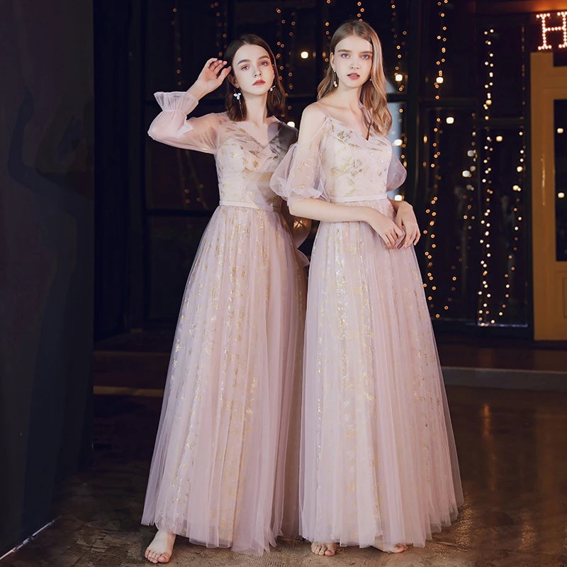 Элегантные розовые платья подружки невесты для свадьбы 2020 V образные длинные