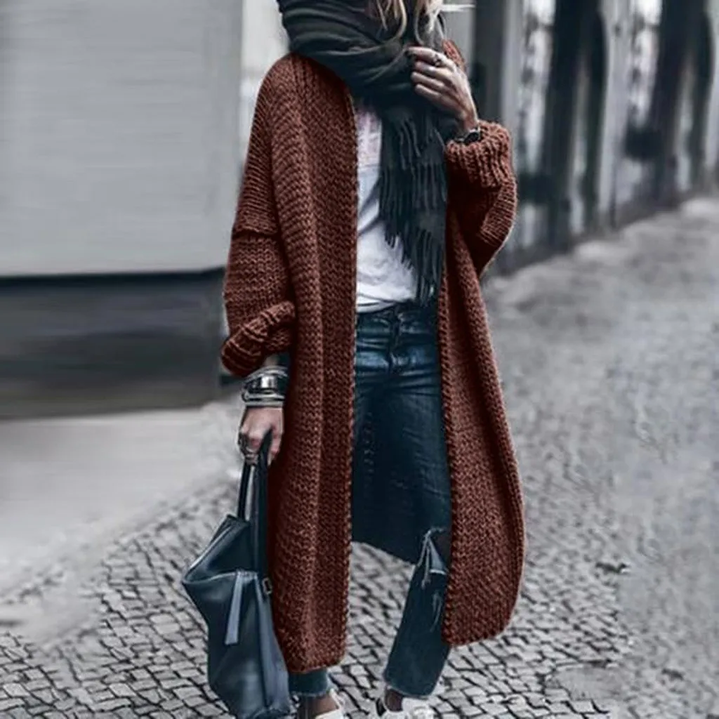 Long Popcorn Colorful Cardigan Sweater Oversized Women Winter Warm Thick Plus Size Wool Solid Sweaters Loose Mujer Streetwear |