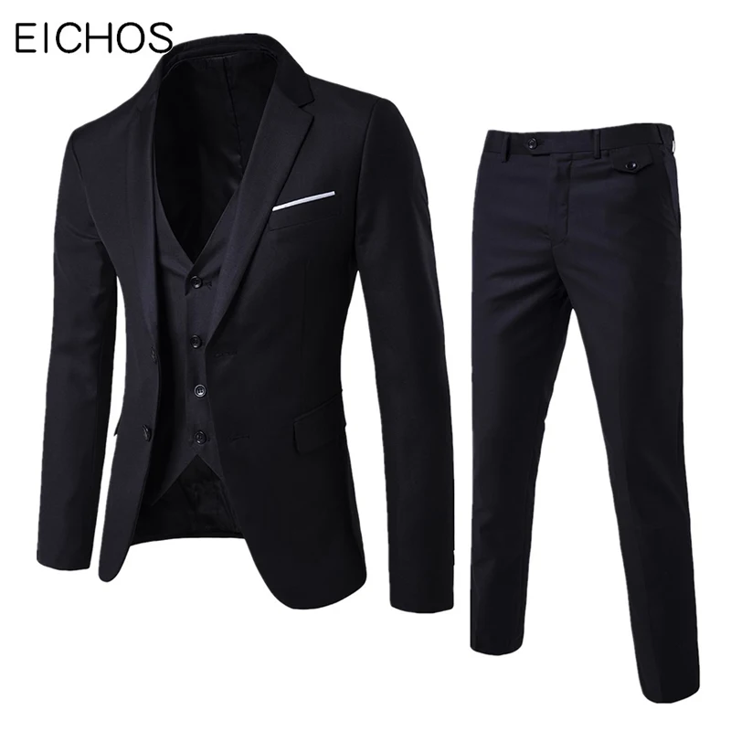 Мужские костюмы 3 шт (костюм + жилет брюки) наборы смокинг жениха для мужчин