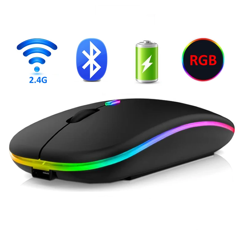

Bluetooth-мышь компьютерная беспроводная с RGB-подсветкой и зарядкой от USB