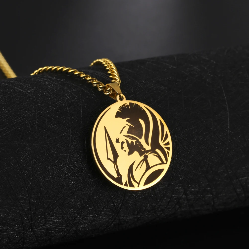 LIKGREAT GREEK MYTHOLOGY PENDANT NECKLACE Gold Color Stainless Steel Pendants Jewelry Vintage Chain Choker Gifts for Men Women | Украшения