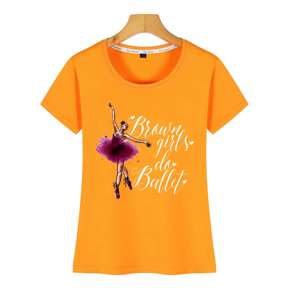 Топы Футболка Для женщин коричневого цвета для балета девочек американский афро