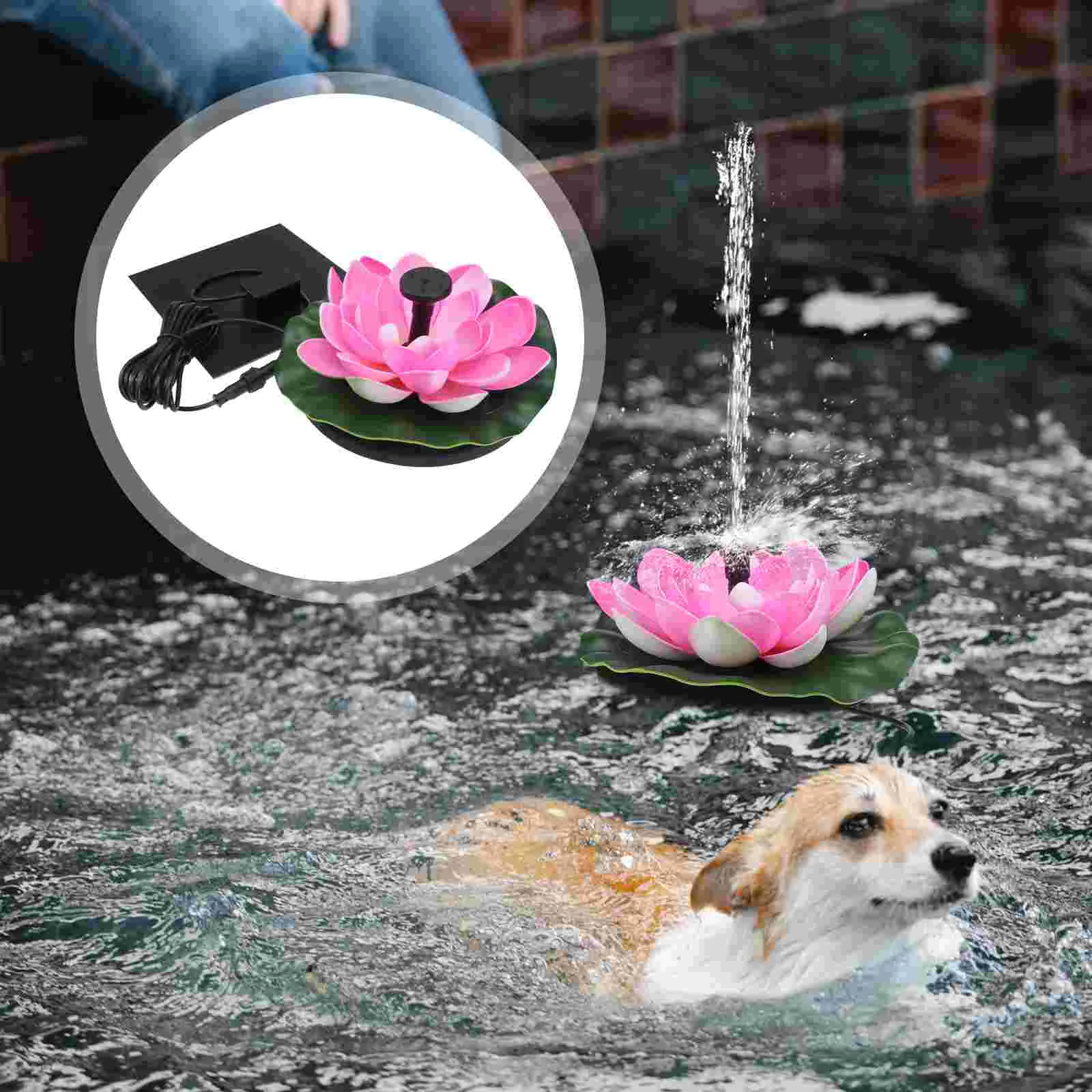 

1Set Solar Powered Lotus Fountain Floating Solar Pump Outdoor Water Fountain