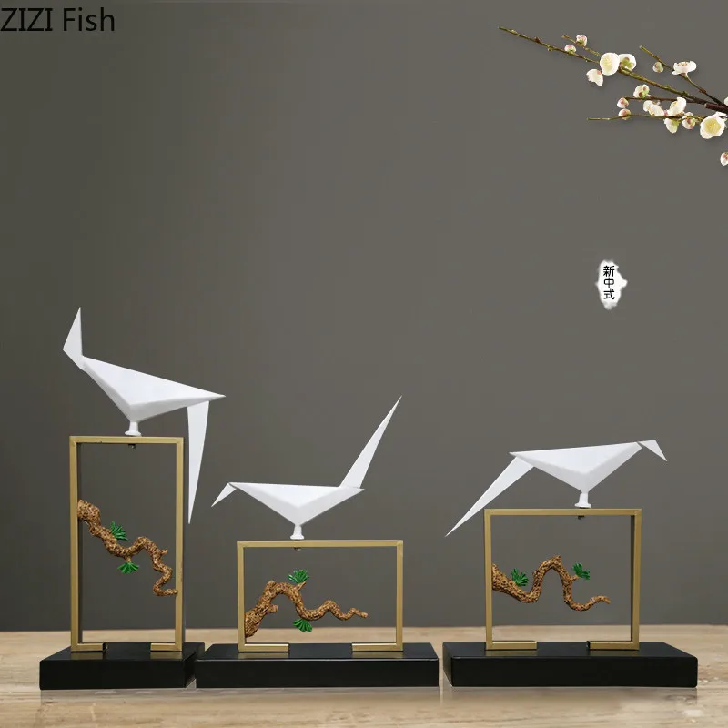 Китайские маленькие орнаменты креативные геометрические птицы Кованая рама