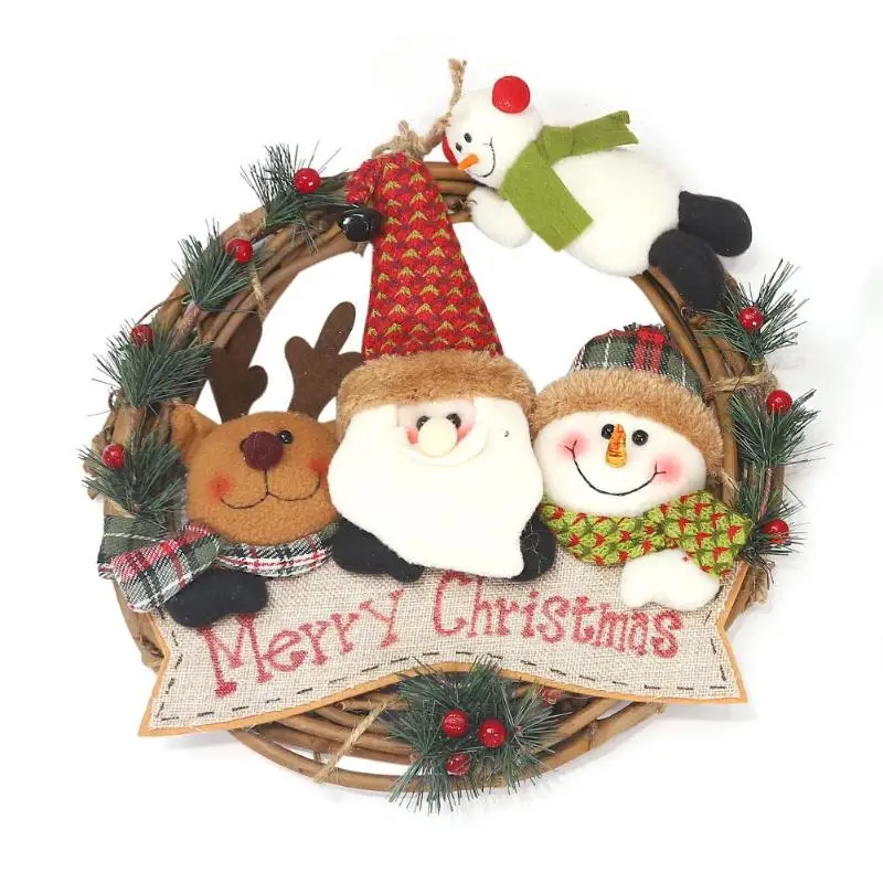 Венок из натурального ротанга гирлянды Рождественский Санта лось снеговик