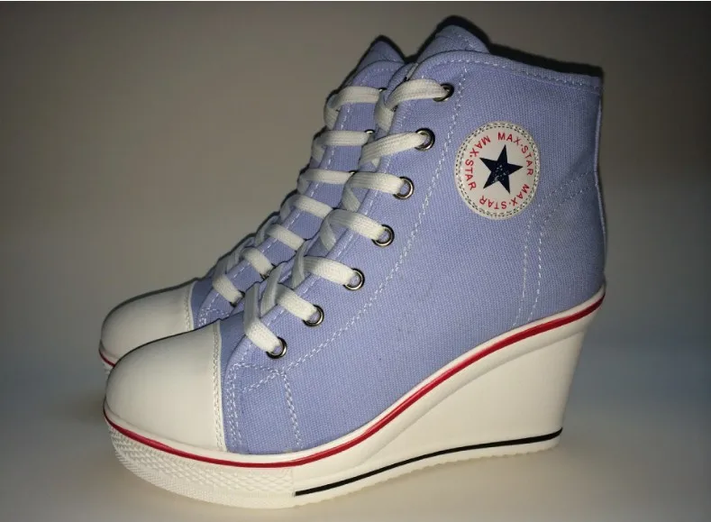 Женские ботинки на платформе со скрытой платформой повседневные парусиновые