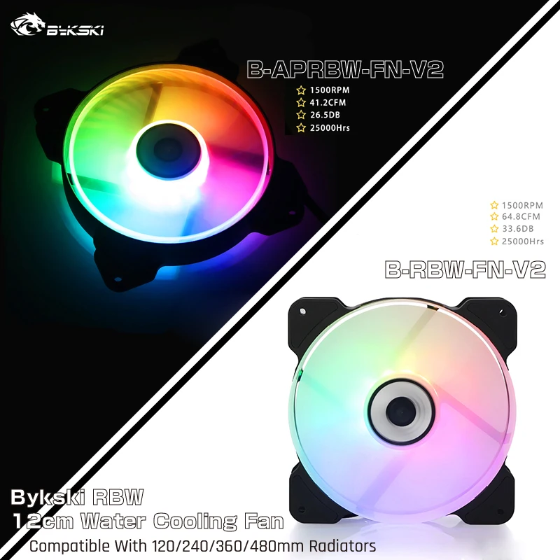 Bykski B-APRBW-FN-V2/B-RBW-FN-V2, RBW 120mm Constant Cooling Fan / Cooler, Compatible With 120/240/360/480mm Radiators