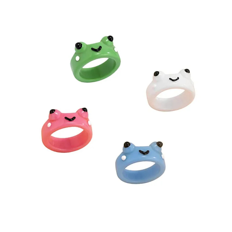 

Frog Ring Polymer Clay Resin Rings for Girls Animal Jewelry for Women Summer Fashion Travel Jewelry Gifts