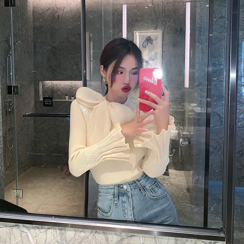 Женские пуловеры Woherb свитер 2023 корейский элегантный вязаный модный джемпер на