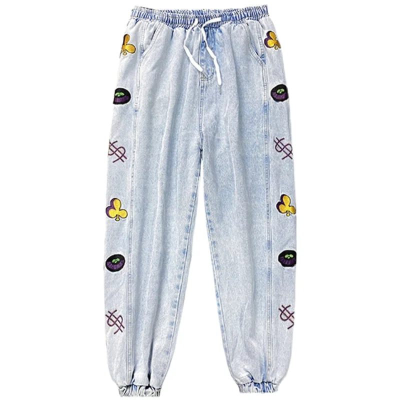 

Summer hip hop legged baggy jeans men's trend loose 2021 new pants fashion brand versatile spring pants streetwear men Factory