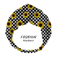 2020 women hair accessories sunflowers printed fashion headband fabric cross knotted bow floral hair band headdress scrunchies