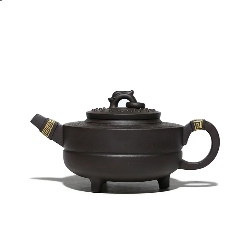 

Yixing recommended system of pure manual name every month red ore black mud three-legged tripod pot teapot tea sets