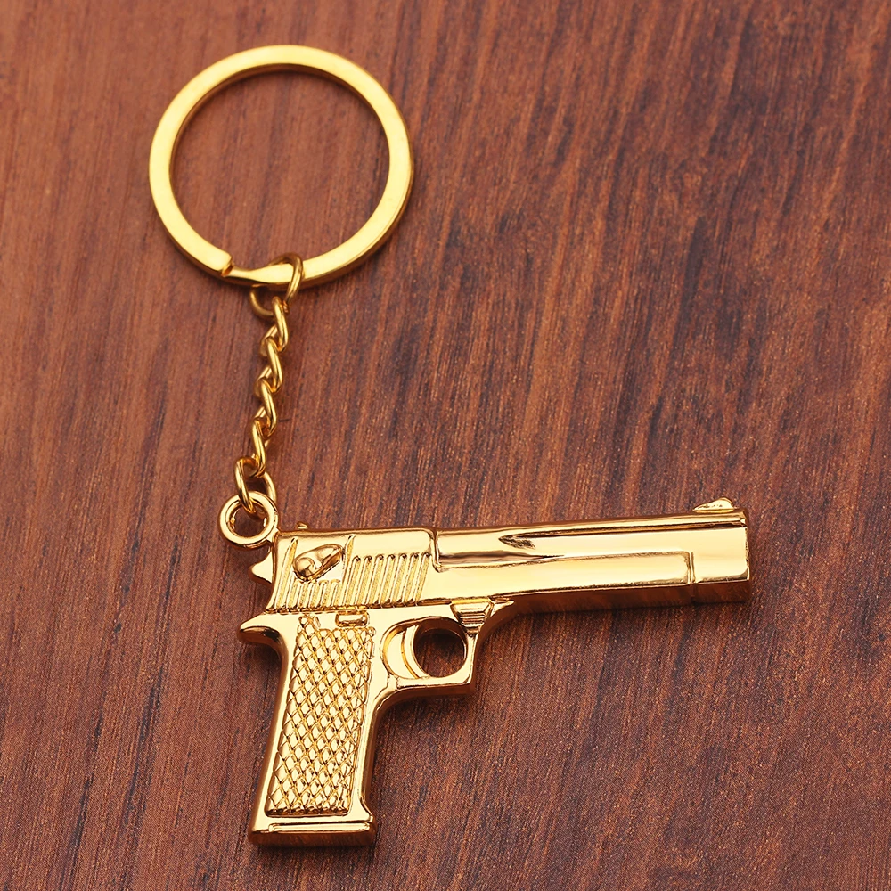 Пистолет кулон брелок Золотой Цвет модельный Брелок Панк Хип-хоп мужской