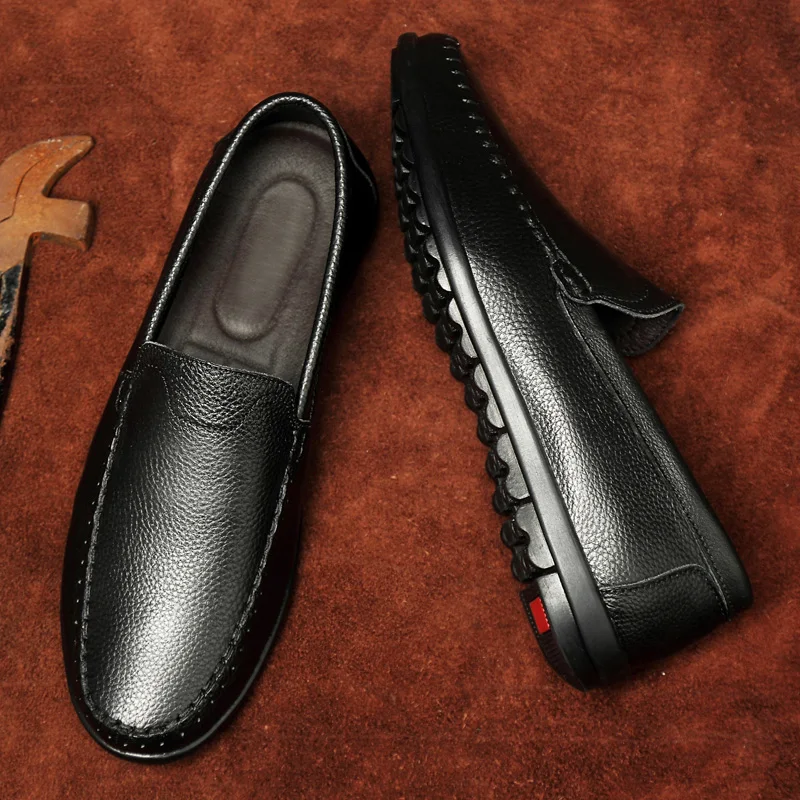 

Genuine Leather Men Shoes outdoor Casual Luxury Brand Men Loafers Breathable Driving Shoes Slip On Moccasins big size 47