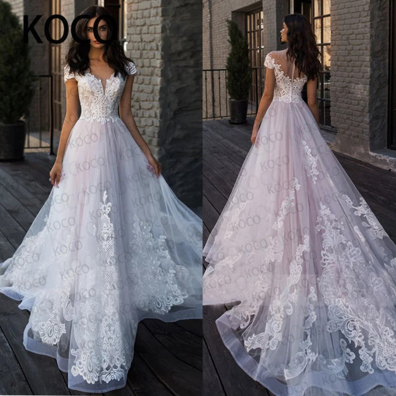 reception dress for bride MACDUGAL Wedding Dresses 2021 Elegant Lace V Neck Beach Bride Mermaid Gowns Flower Pattern Vestido De Novia Civil Women Skirt modest wedding dresses