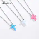 KALETINE новые женские ожерелье с опаловым крестом подлинные 925 стерлингового серебра серебро с голубым камнем крест очаровательные опаловые ожерелья четки