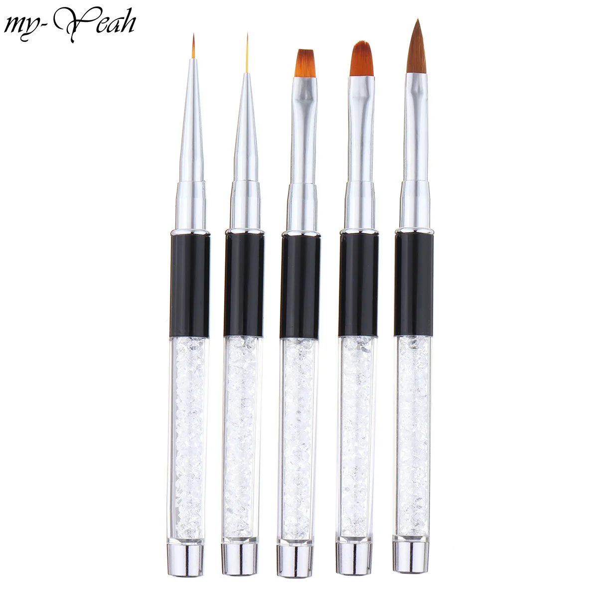 5 видов стилей для дизайна ногтей стразы ручка полосы линия кисть рисования