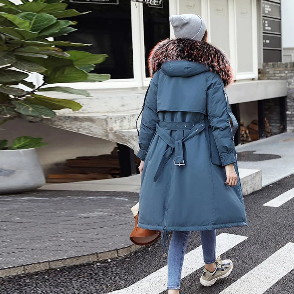 SAGACE Новое модное женское длинное пальто с большим меховым воротником осенне