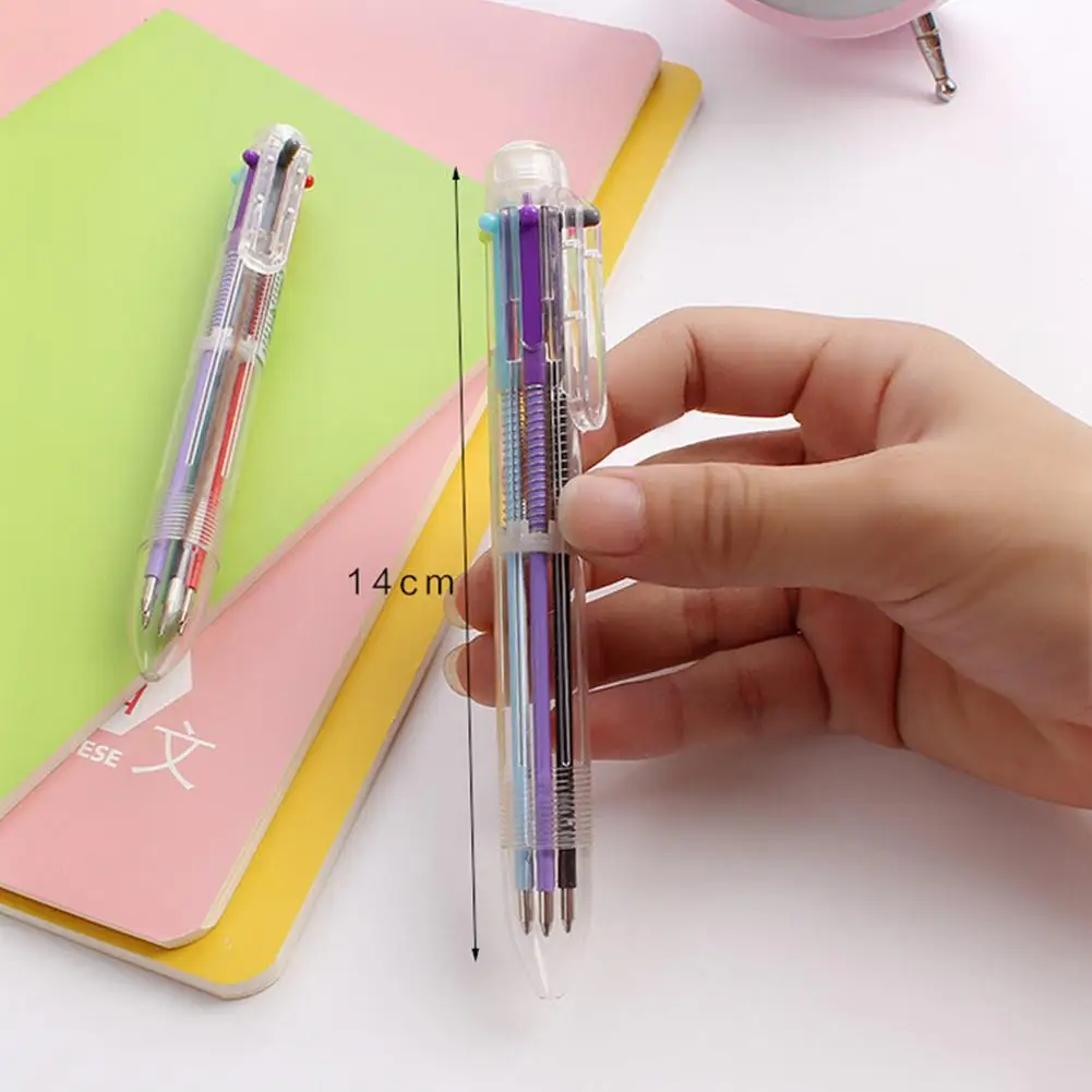 

New Arrival 1pcs Novelty Multicolor Ballpoint Pen Multifunction 6 In1 Colorful Stationery Creative School Supplies