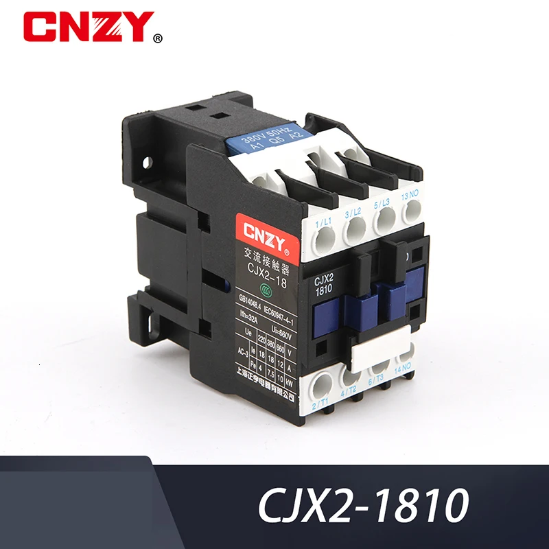 CJX2-1810 LC1 контактор переменного тока 18A 3 фазы 3-полюсный без катушки Напряжение 380V 220V 110V 36V 24V 50/60Hz Din рейка крепление 3 P+ 1NO нормально открытый