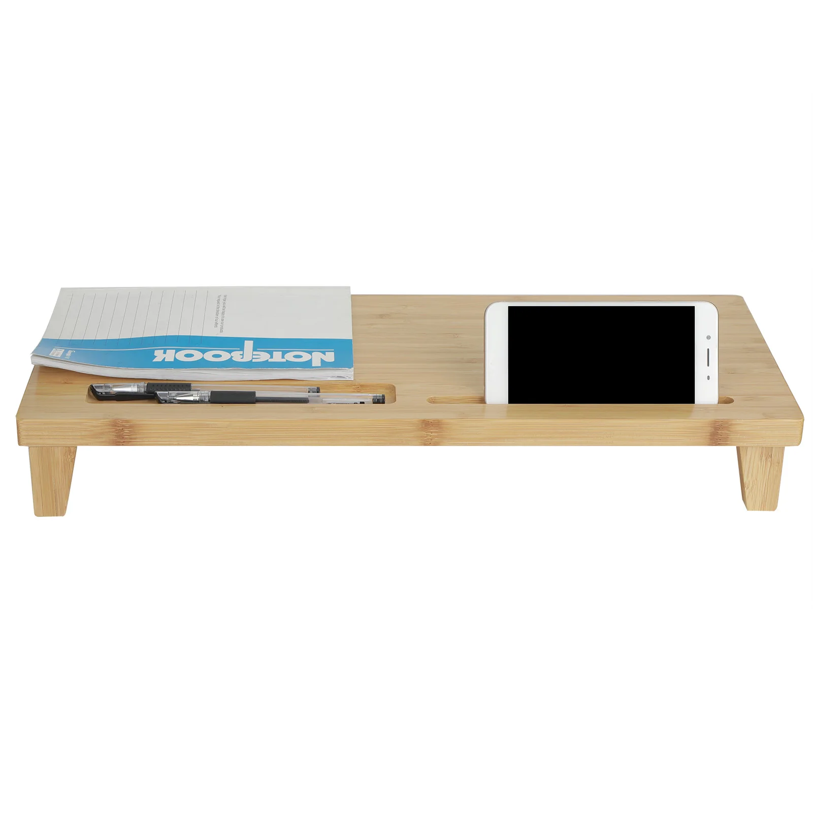 

Bamboo Computer Monitor Riser Table PC Laptop Stand Shelf for Home Office Desk Accessoriesmonitor