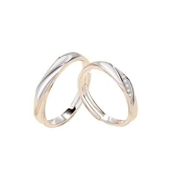 

Japanese and Korean love interwoven couple ring simple and versatile, diamond inlaid open pair ring, index finger ring xzxkf