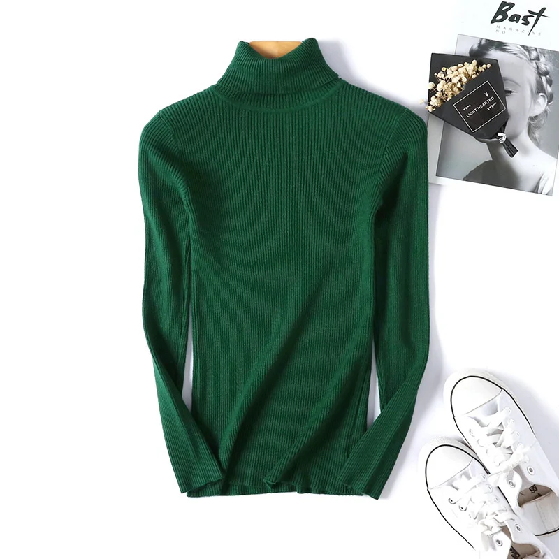 

Female sweater, turtleneck high knitted or crocheted, soft sweater high elasticity of autumn winter