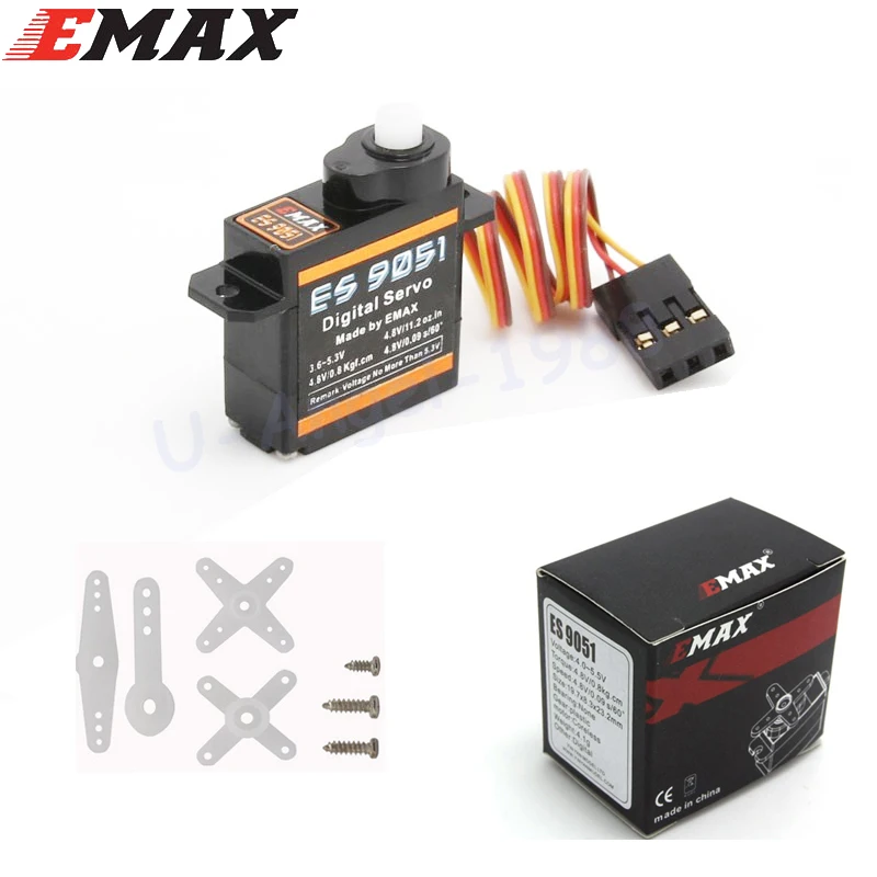 4 шт./лот EMAX ES9051 3g цифровой сервопривод Pastic шестерни 0 8 кг Крутящий момент для 3D F3P