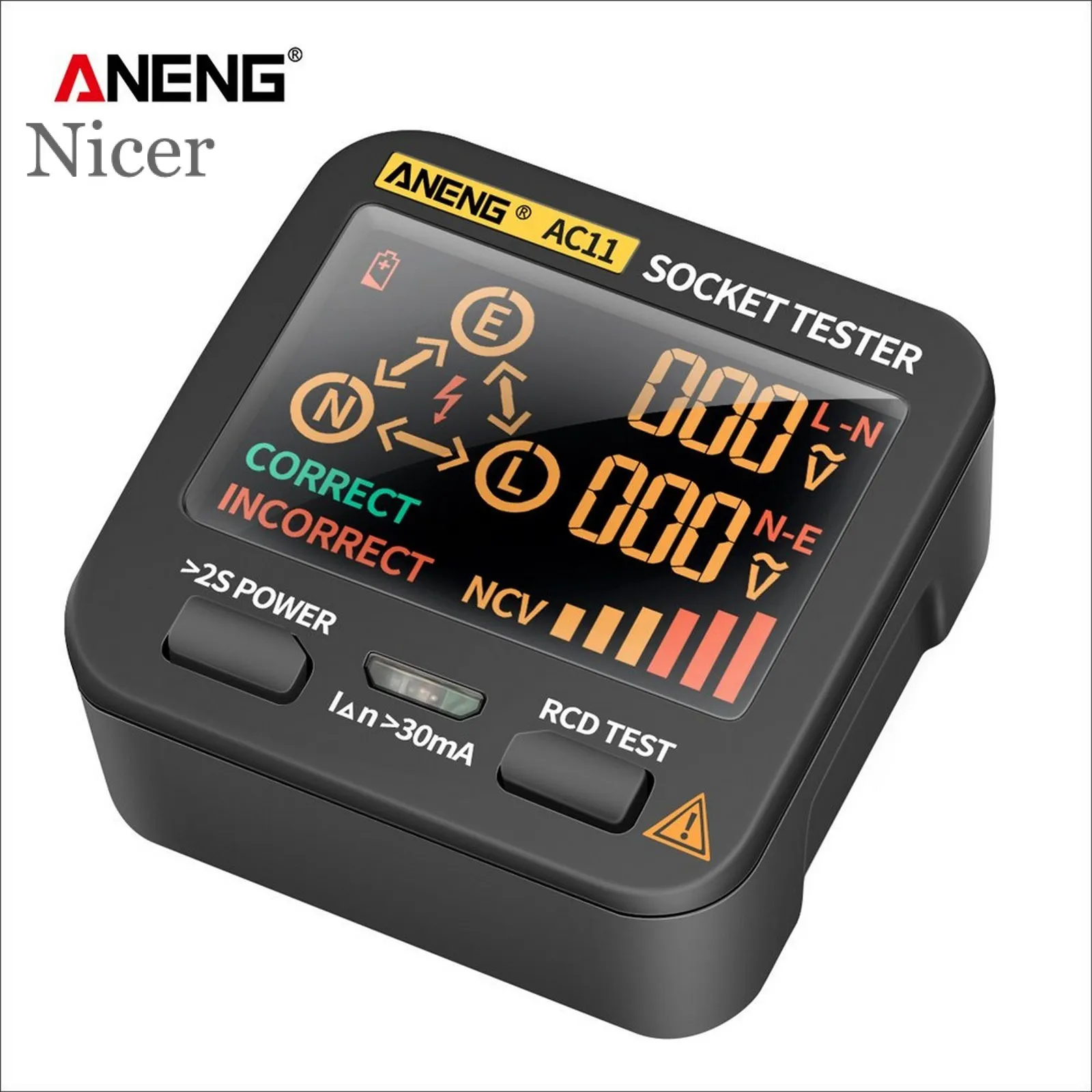 

Smart LCD Socket Tester Digital AC Voltage Tester Ground Zero Circuit Tester Plug Polarity Phase RCD Check Tester US/AU/UK/EU