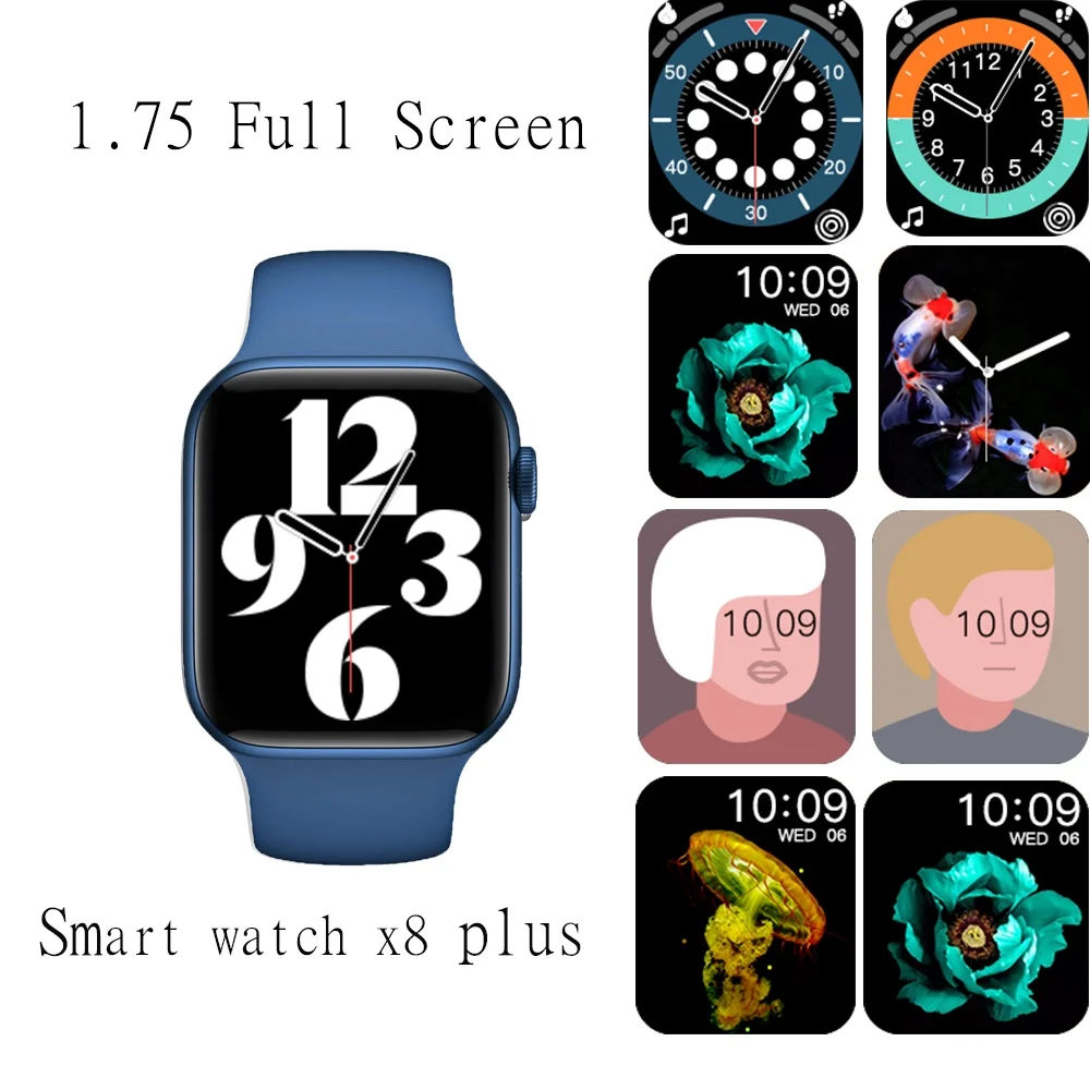 

Смарт-часы X8 plus с Bluetooth, сенсорным экраном 1,75 дюйма и Пульсометром