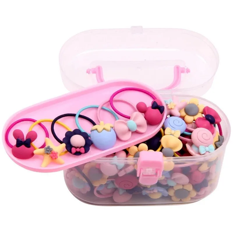 

40Pcs/Lot Girls Hair Accessories Gift Box Elastic Hair Bands Flower Hair Clip Bows New Headband Hairband Cute Hairbands for Kids