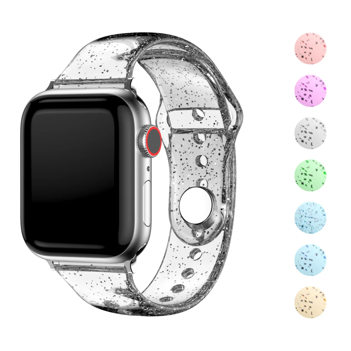 Soft Silicone Bands for Apple Watch Strap 45mm 41mm 44mm 40mm42mm38mm Glitter Women Sports Wristband for iWatch 7/6/5/4/3/2/1/SE