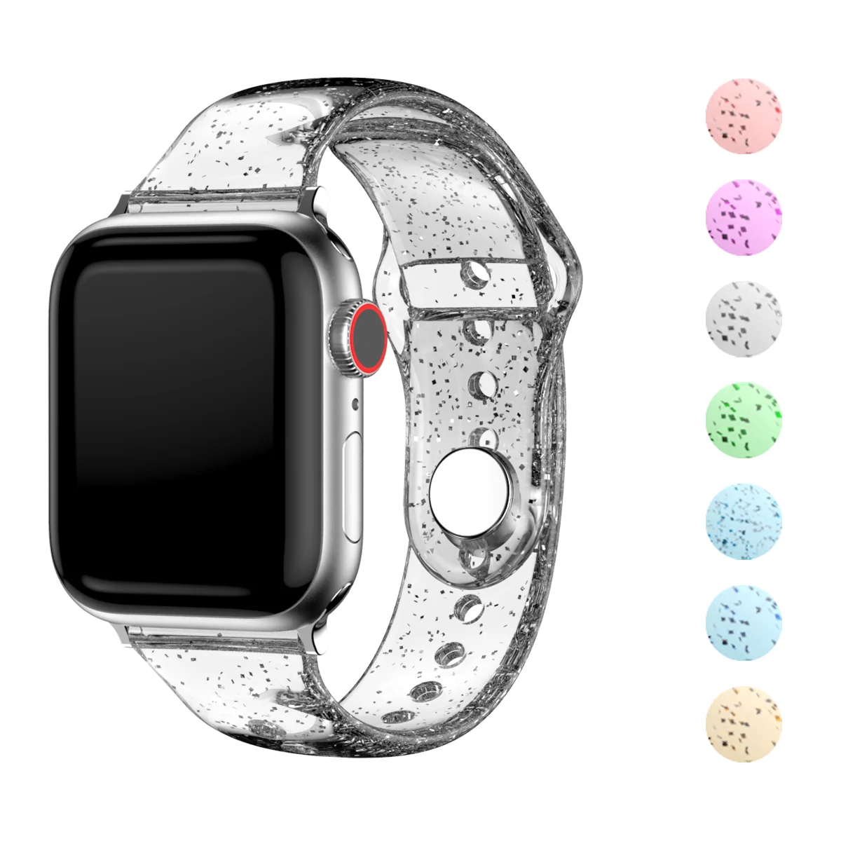 Мягкий силиконовый ремешок для Apple Watch блестящий женский спортивный браслет iWatch
