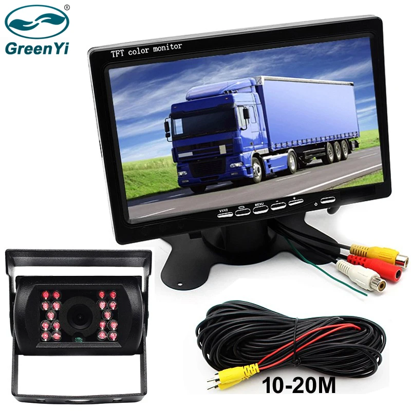 Система видеонаблюдения GreenYi с камерой заднего вида 800*480 7 дюймов 10/15/20 м|Мониторы