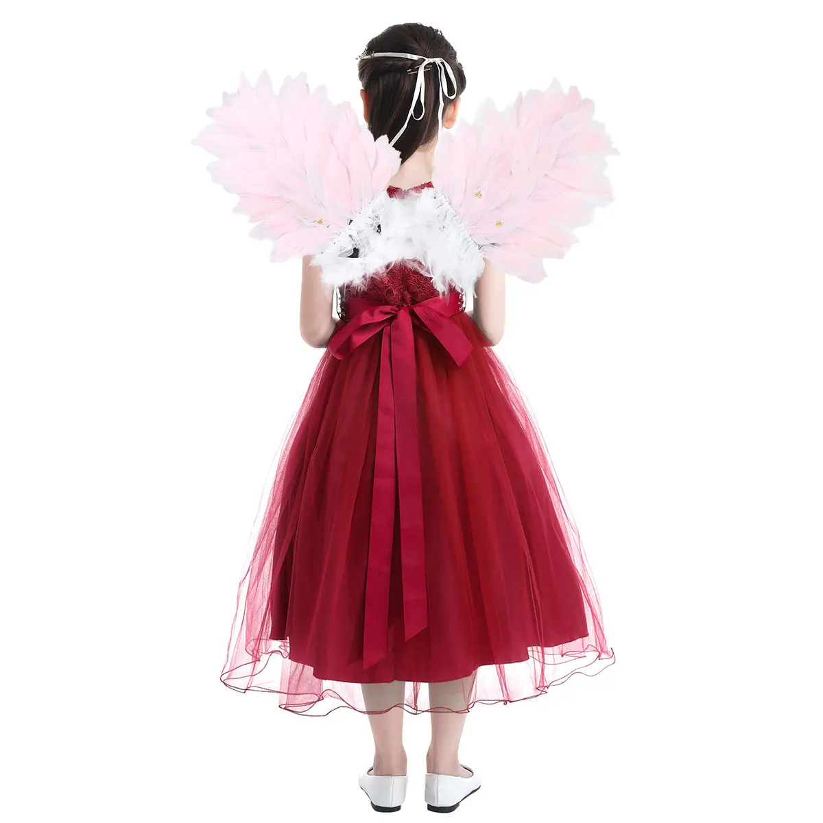 Кружевной Костюм с крыльями из натурального пера для детей и взрослых