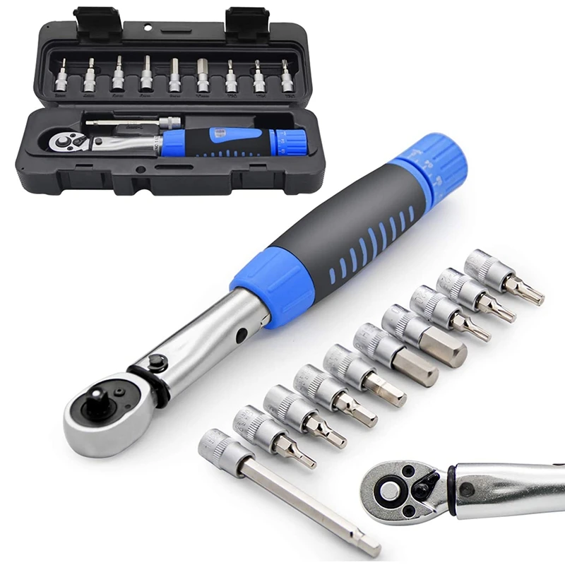 

Bicycle Torque Wrench 1/4 Inch Drive Torque Wrench Set 2-24Nm Cycling Bike Maintenance Socket Tools Kits