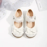 2022 fashion trend new children shoes kids casual cute bow solid color flats shoes baby girls lace stitching velcro leather shoe