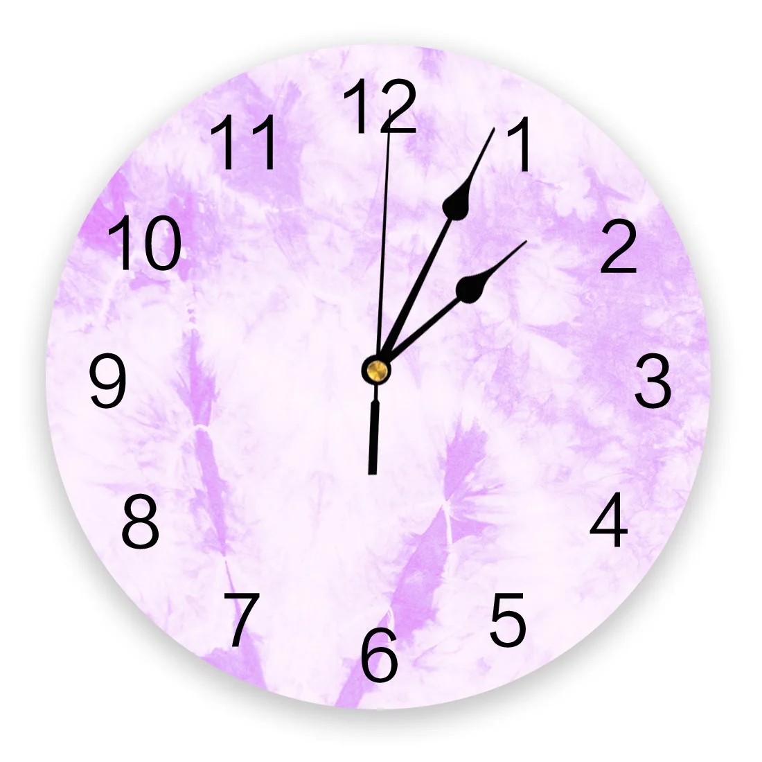 

Modern Wall Clock Purple Tie-Dye Pattern PVC Wall Clock Home Decor Bedroom Silent Oclock Watch Wall for Living Room