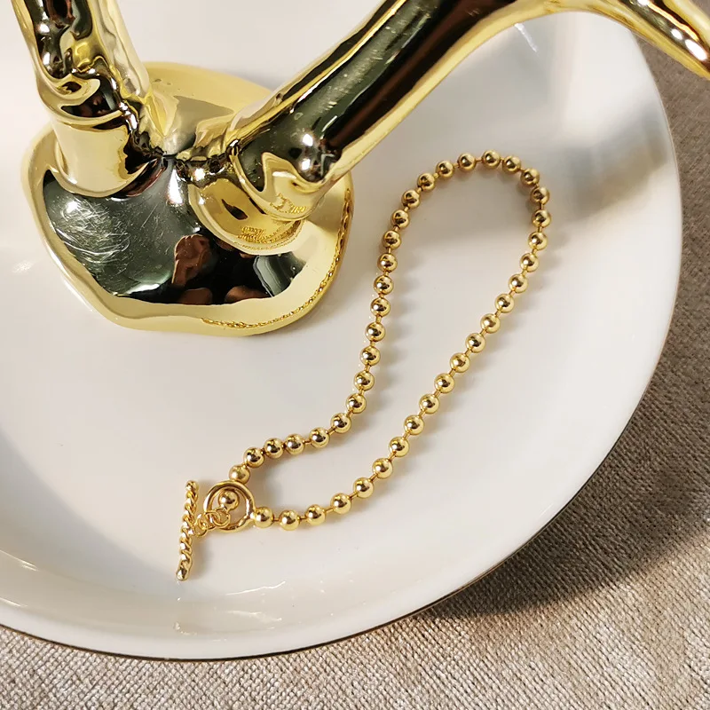 

925 Sterling Silver Bracelets Round Bead Chain Bracelet For Girl Women Fine Jewelry Gift 2021 Trend All-Matched