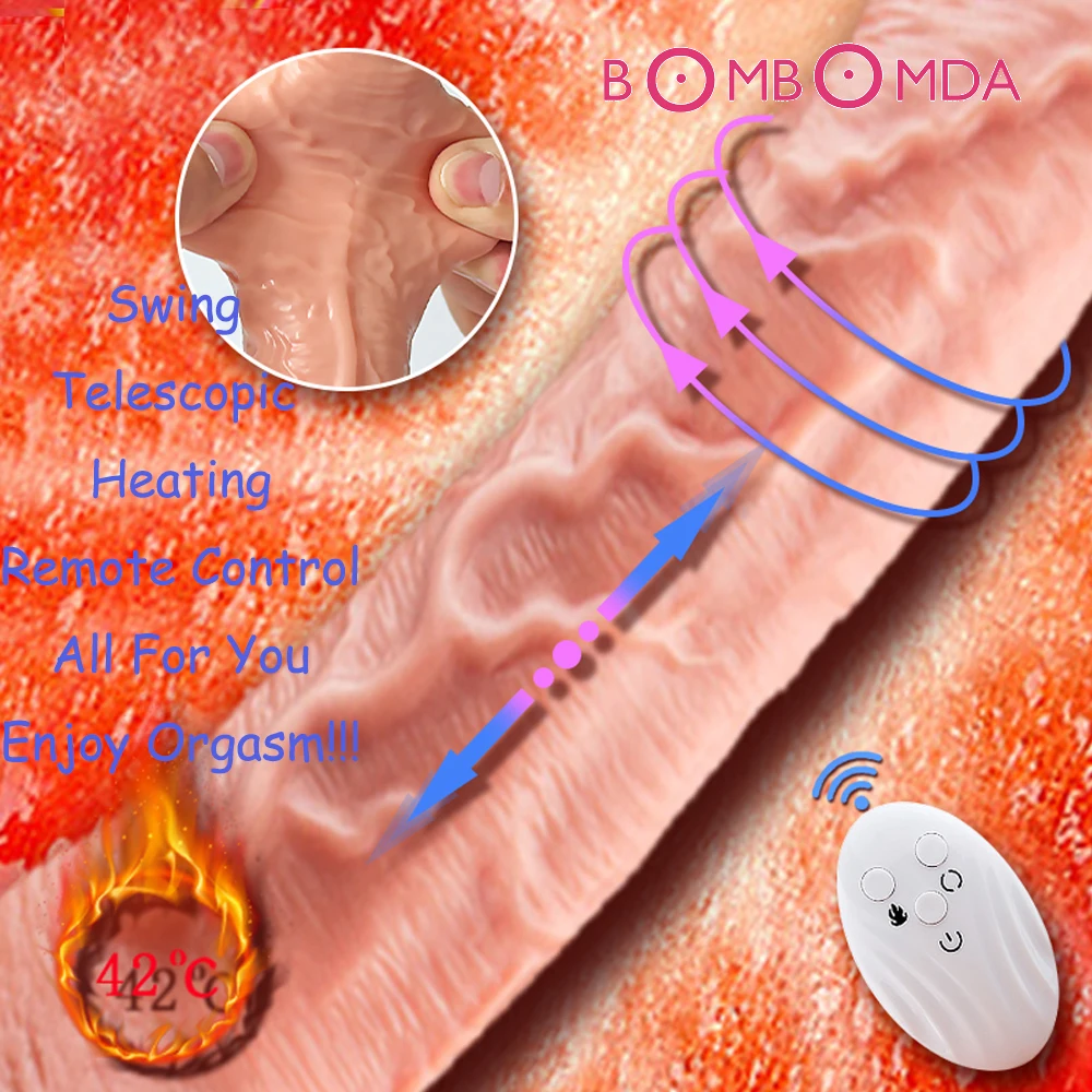 Реалистичный фаллоимитатор HugeTelescopic с подогревом вибратор для интимной игрушки