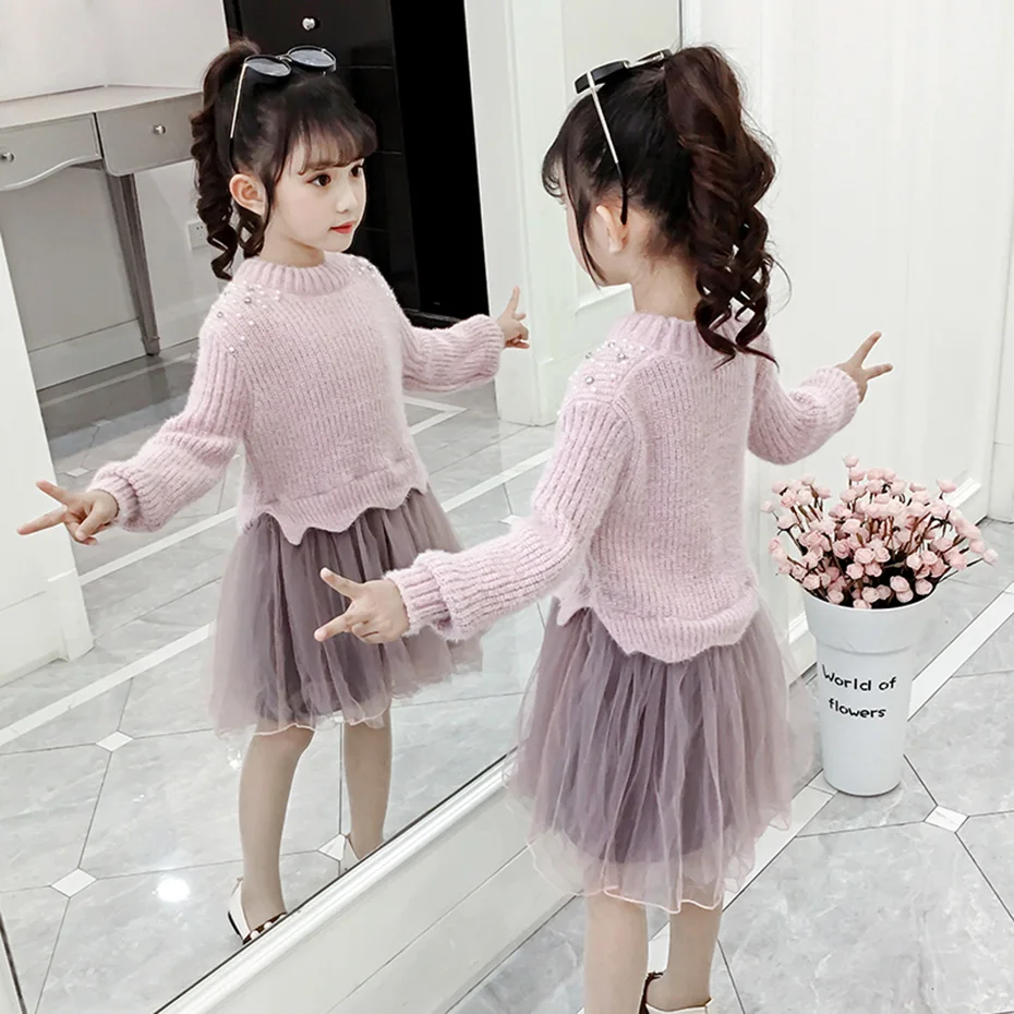 Трикотажное платье для девочек на осень/зиму | Детская одежда и обувь