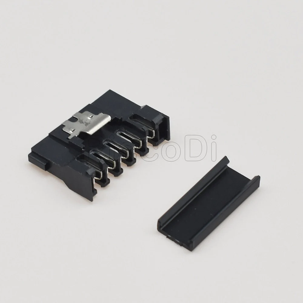Высокое качество DIY черный SATA 15Pin Женский Разъем питания с металлическим замком 180