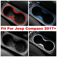 car styling water cup holder panel trim sticker decals for jeep compass 2017 2021 interior carbon fiber blue red matte