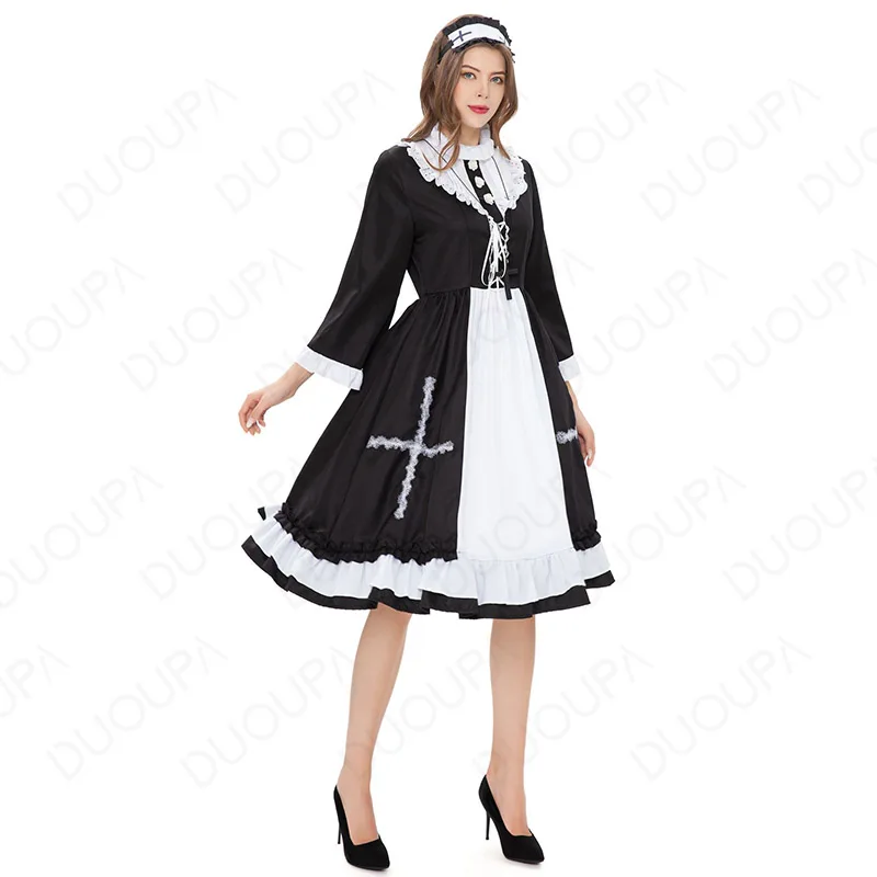 

Платье горничной в британском стиле для костюмированной вечеринки, аниме, кафе, платье, длинное платье, черно-белое платье горничной, мужско...