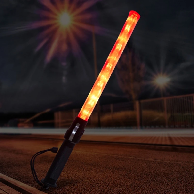 

Plastic Traffic Wand Powerful LED Flashlight Torch 3 Modes Strobe Setting W3JB