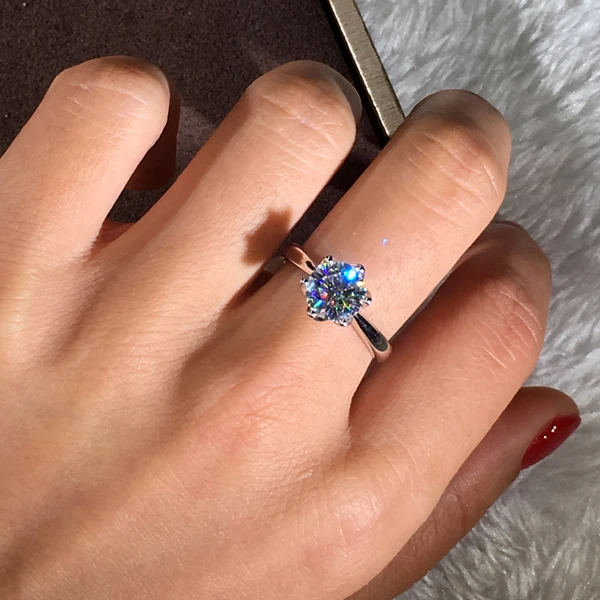 Простое модное обручальное кольцо с круглым камнем роскошное женское тонкое