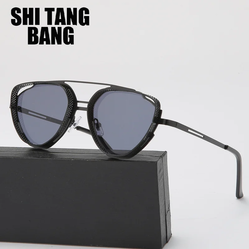 

New Triangle Box Type Steampunk Sunglasses Male Polygon Retro Irregular Sun Glasses Men Cool Metal Frame Sunshade Mirror Eyewear