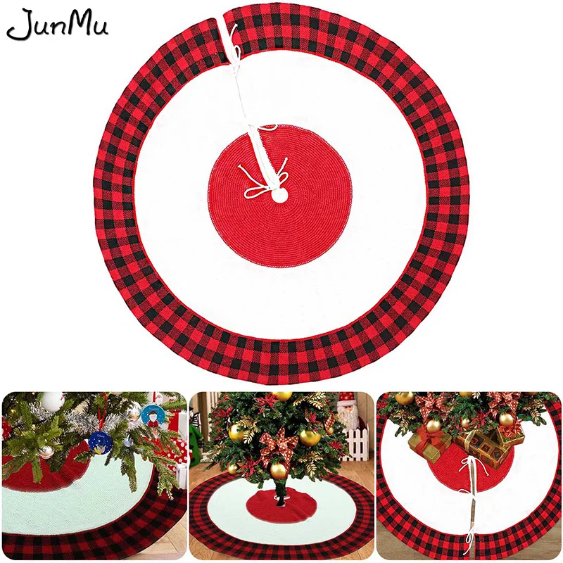 Юбка для рождественской елки красно черная юбка в клетку буйвола Праздничные