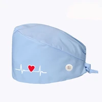new heart shape embroidery nurse hat for women with buttons beauty salon pharmacy bonnet caps lab pet doctor surgicals cap